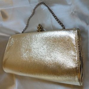 Vintage 1980s Gold Whimsygoth Fairy Fairycore Glam Formal Small Purse Clutch Bag